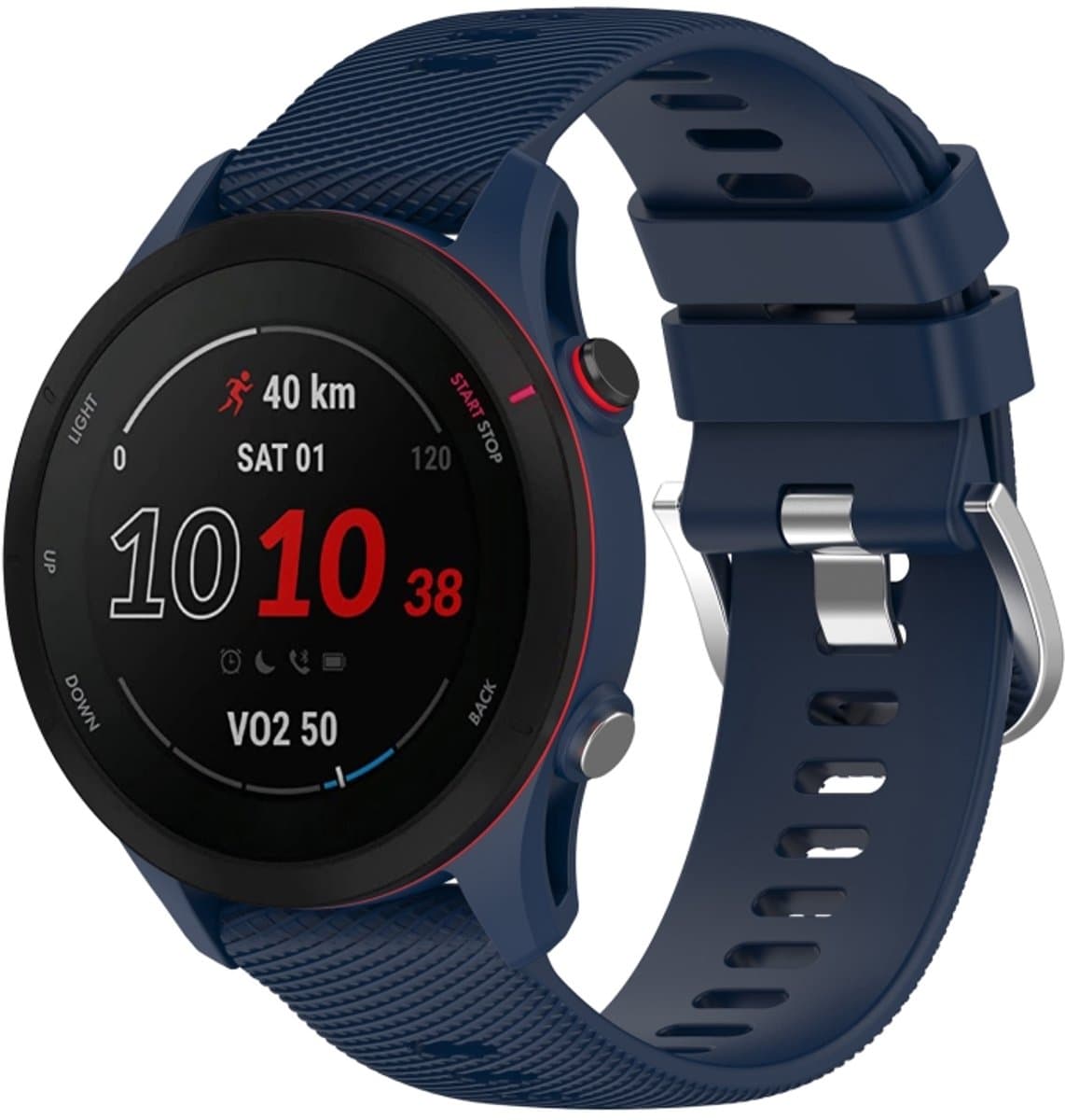 Voor Garmin Forerunner255 22mm Cross getextureerde siliconen horlogeband (middernachtblauw)