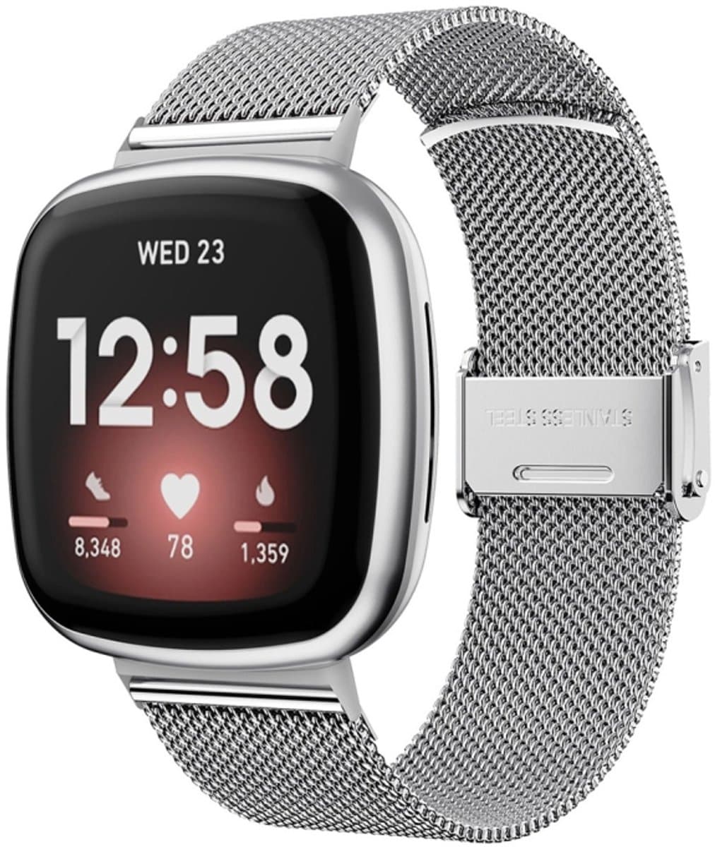 Voor Fitbit Versa 4 / Sense 2 Universele metalen roestvrijstalen gesp horlogeband (zilver)