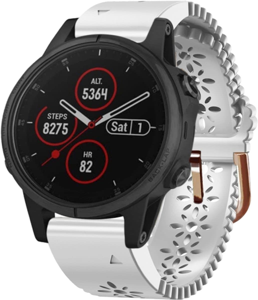 Voor Garmin Fenix 5S Plus 20mm Lady's siliconen horlogeband met Lace Punch (wit)