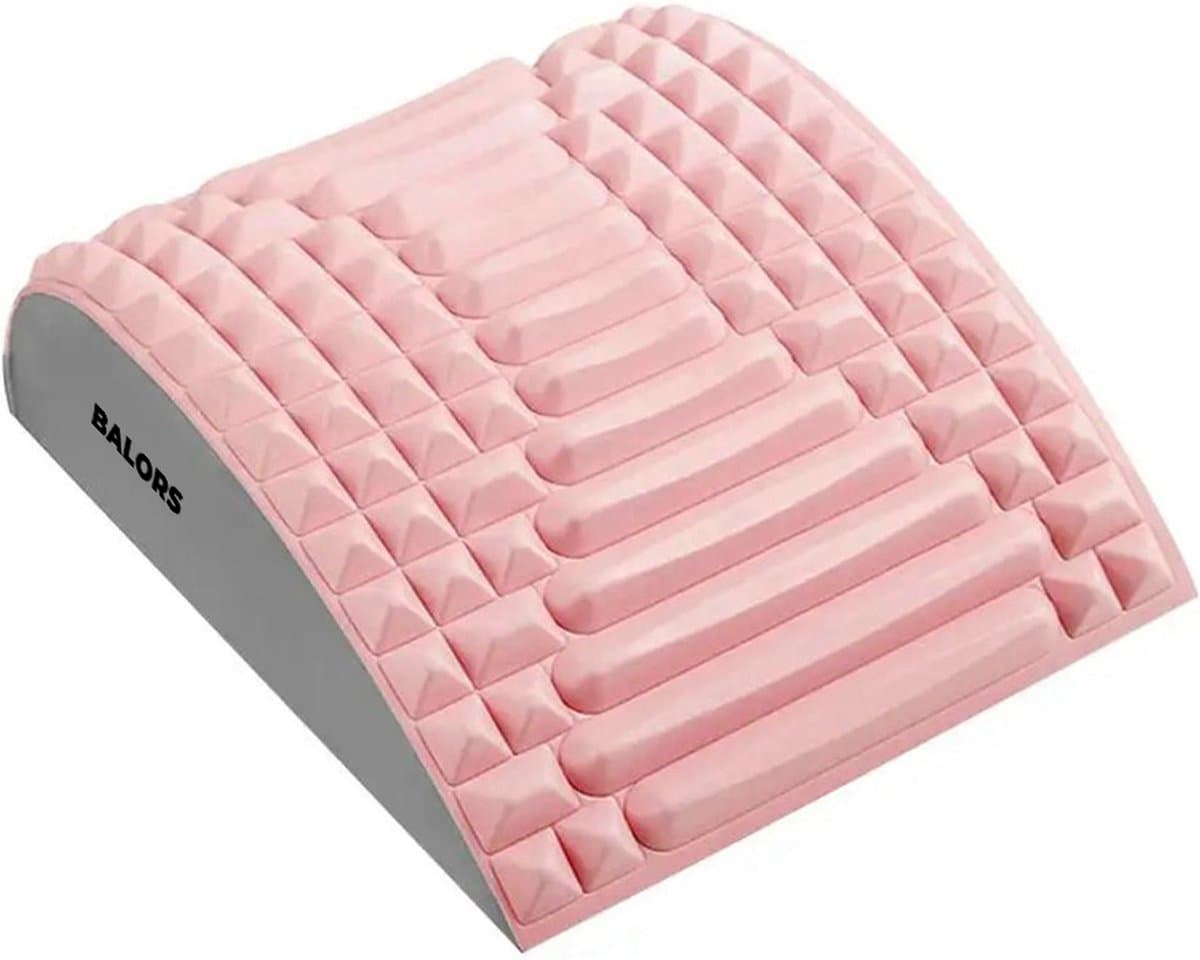 BALORS® SpinePal Rug- & Nekstretcher – Massage Kussen & Houdingscorrector – Verstelbare Rugstrekker met Drukpunten – Verlicht Rugpijn & Spierspanning – Ergonomisch Rugkussen – Roze