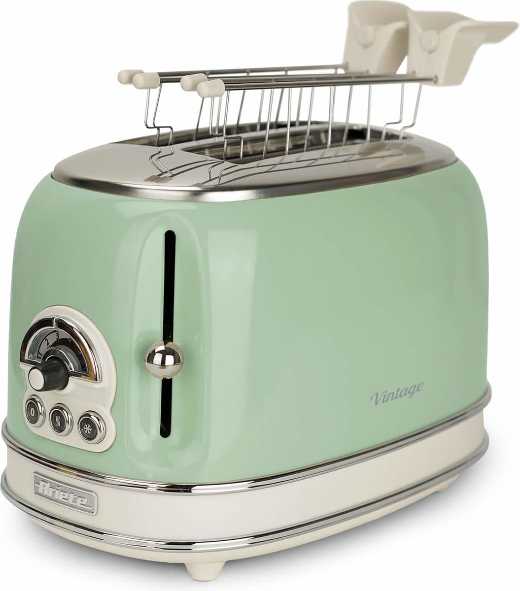 Ariete 0155/04 - Vintage broodrooster - 2 sneden - met tosti-klemmen - 810 Watt - groen