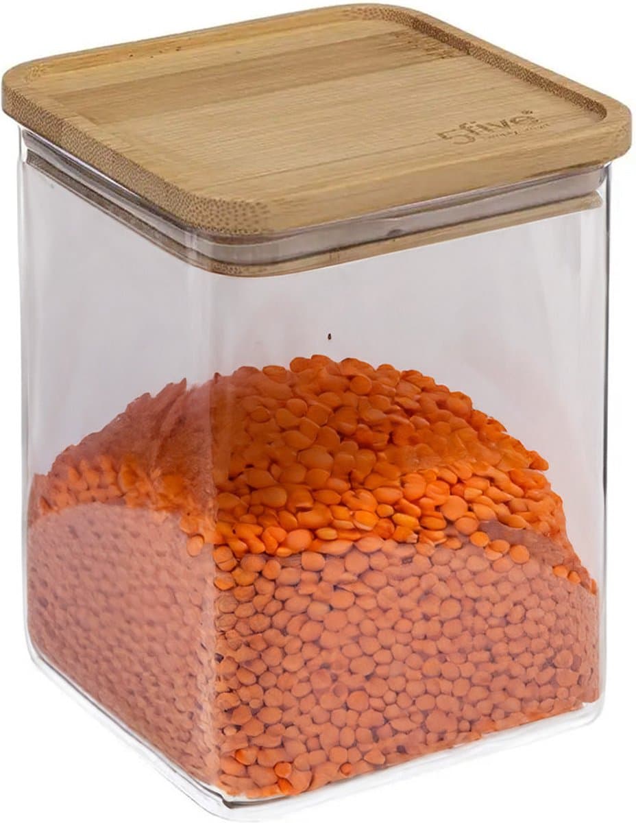 5five Bamboe Opbergdoos - 1L, Transparant
