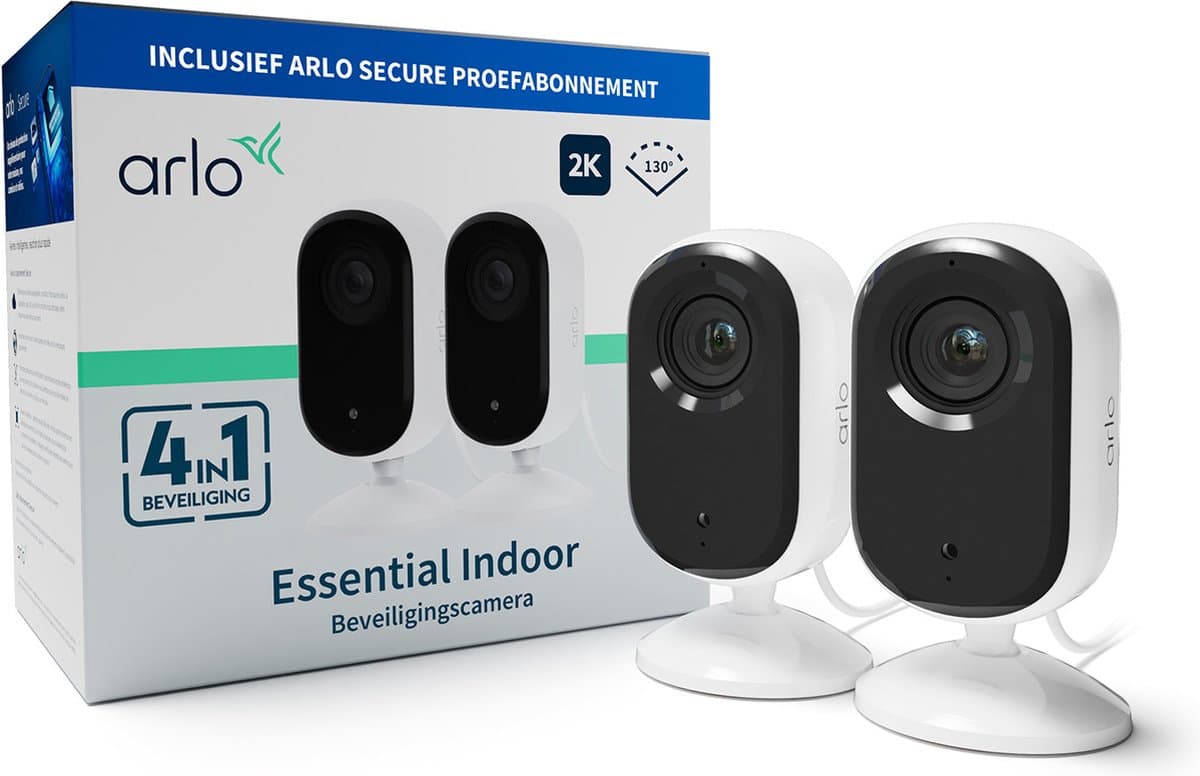 Arlo Essential 2K beveiligingscamera voor binnen - 2 IP-Camera's