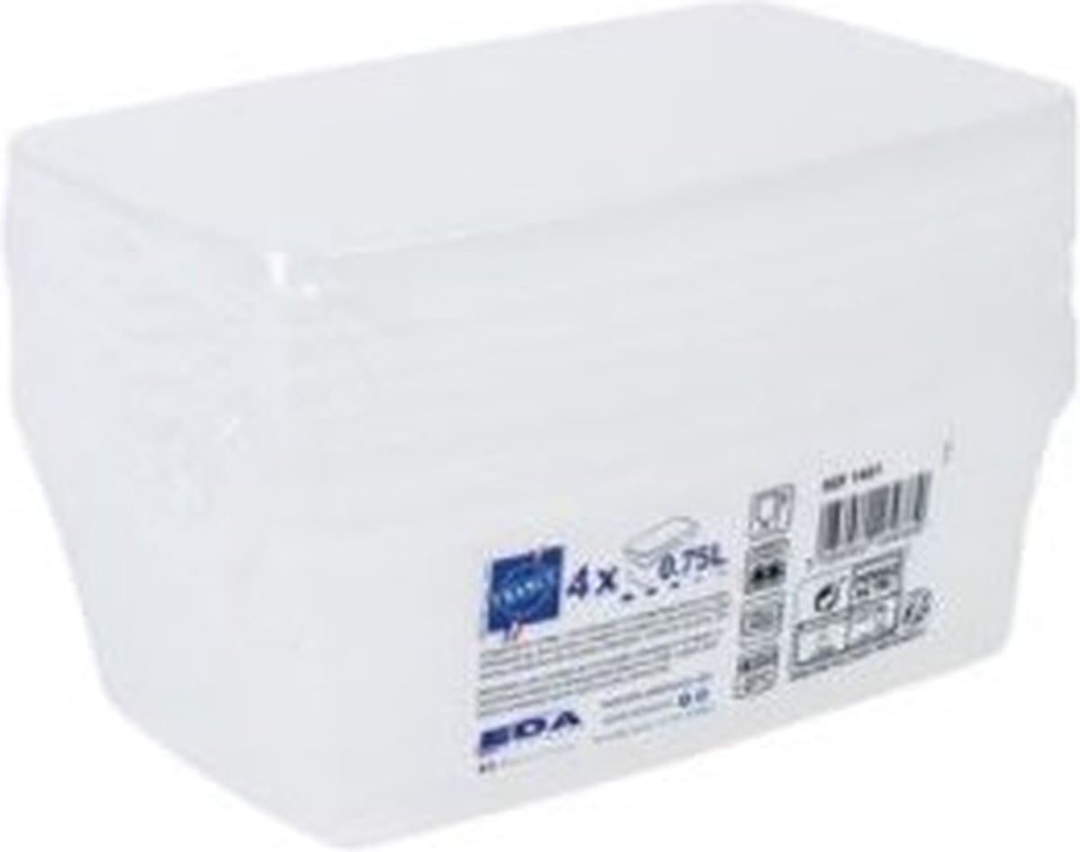EDA Diepvriesdoos - 0,75L - set van 4 - transparant