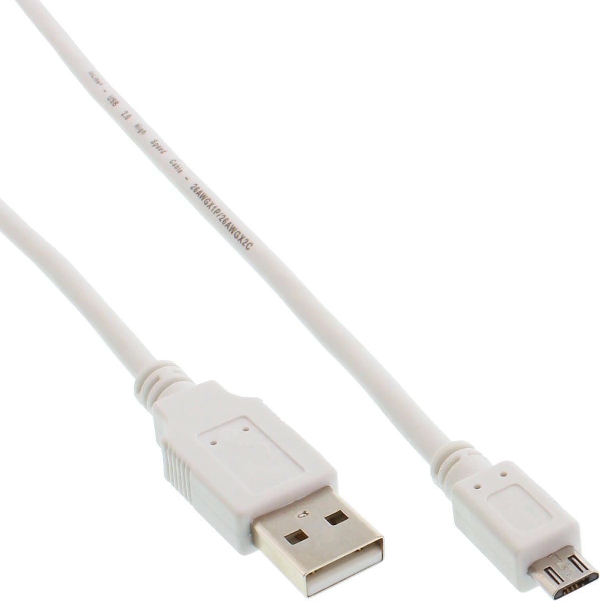 InLine 2m USB 2.0 A-microB m/m USB-kabel USB A Micro-USB B Wit