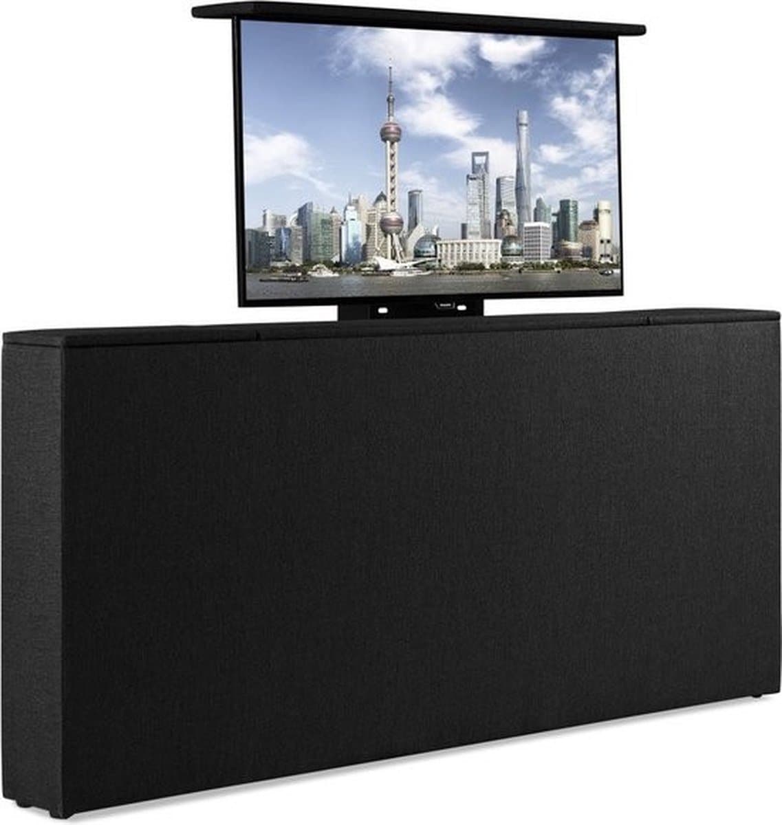 Bedonderdeel - Sweet Sleep TV-Lift meubel Voetbord - Max. 43 inch TV - 110 breed x85x21 - Lederlook Zwart