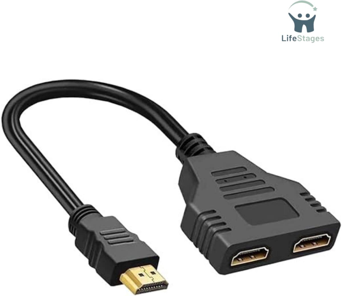 LifeStages - HDMI Splitter 1 In 2 Uit - Adapterkabel - 1080P HDMI Naar Dual HDMI 1 Naar 2 Weg - Voor Dubbele Monitoren Dupliceren-Spiegelen - Ondersteuning Voor Twee Tv's Tegelijkertijd - Voor HDMI HD - LCD - TV