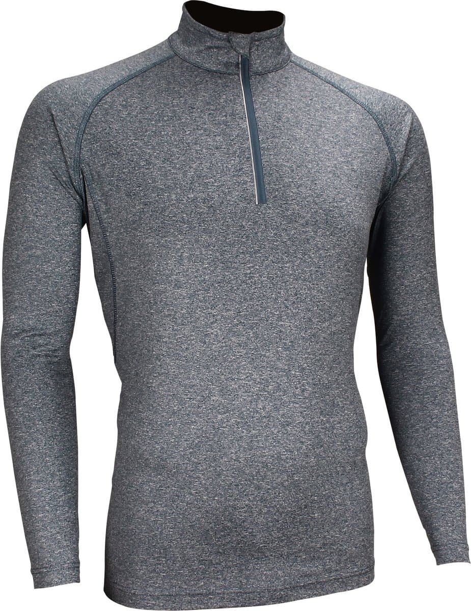Avento Sportshirt Lange Mouw - Heren - Marine mêlee/Zilver - L