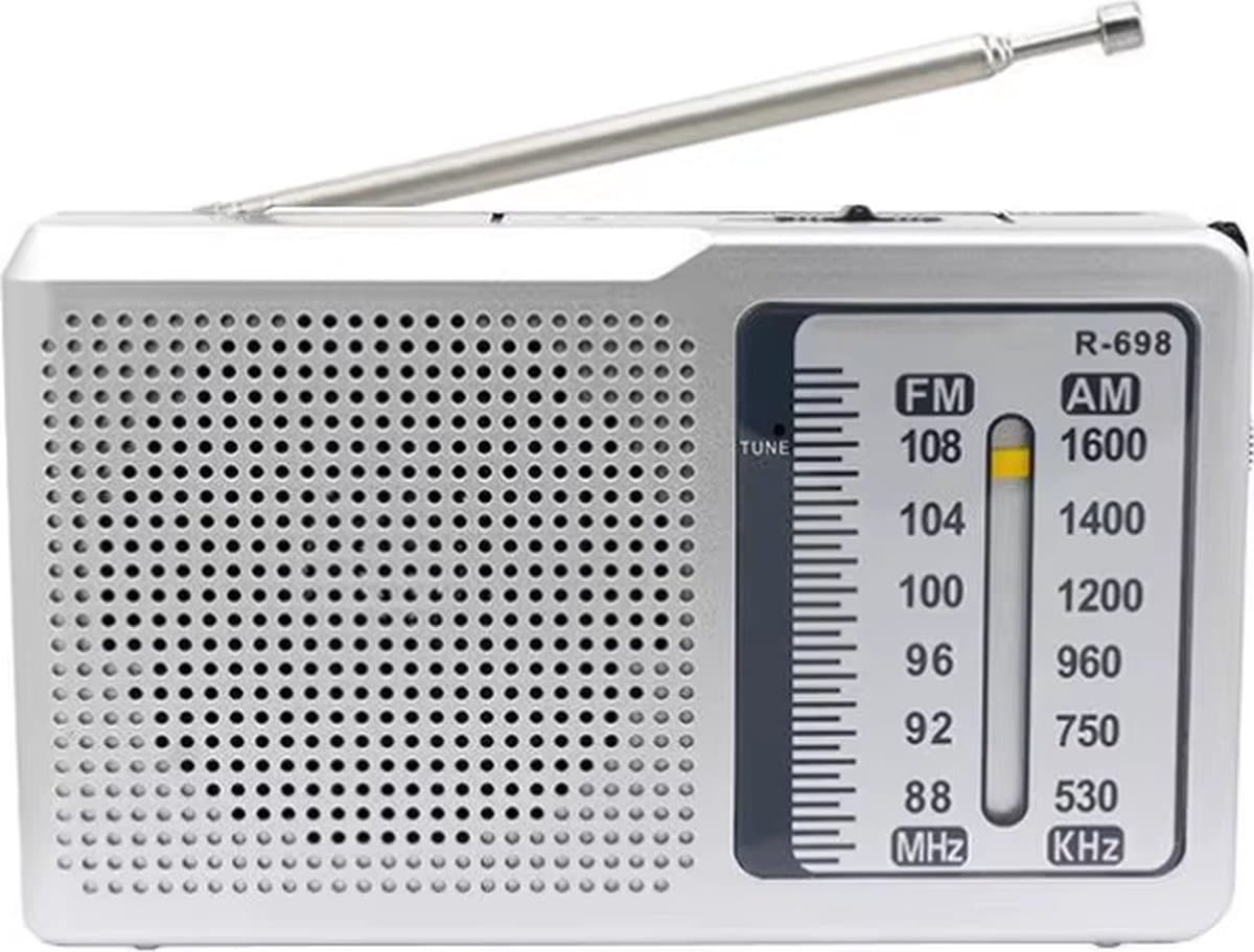 Draagbare Mini Pocket Radio AM/FM op batterijen - Zilver