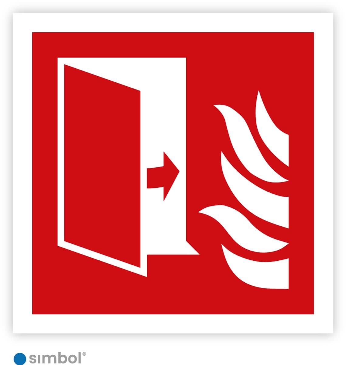 Simbol® - Stickers Brandwerende deur - Branddeur (F007) - Formaat 10 x 10 cm.