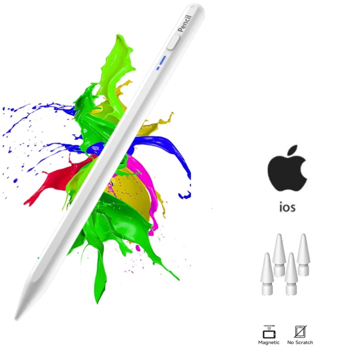 Stylus Pen -capacitieve Pen(alleen voor appel) -Geschikt voor Apple iPad modellen vanaf 2018- Apple pencil alternatief- Palm rejection-Gevoel van kanteldruk-easy to operate-strong magnetic suction- 4 extra punten