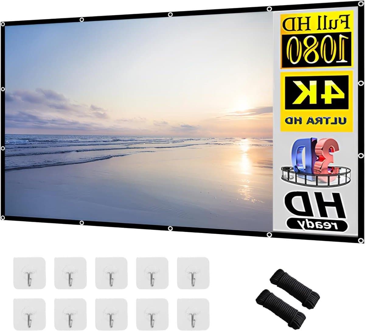 Projectiescherm 100 inch voor de achterkant 16:9 HD opvouwbaar voor camping en thuisbioscoop 221 x 125 cm