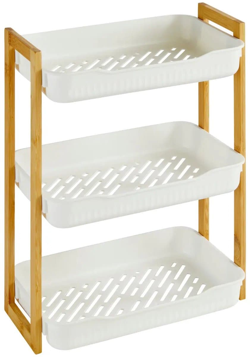 5five Bamboe Plankeenheid - Wit, 35 x 20 x 45 cm, 3 lagen