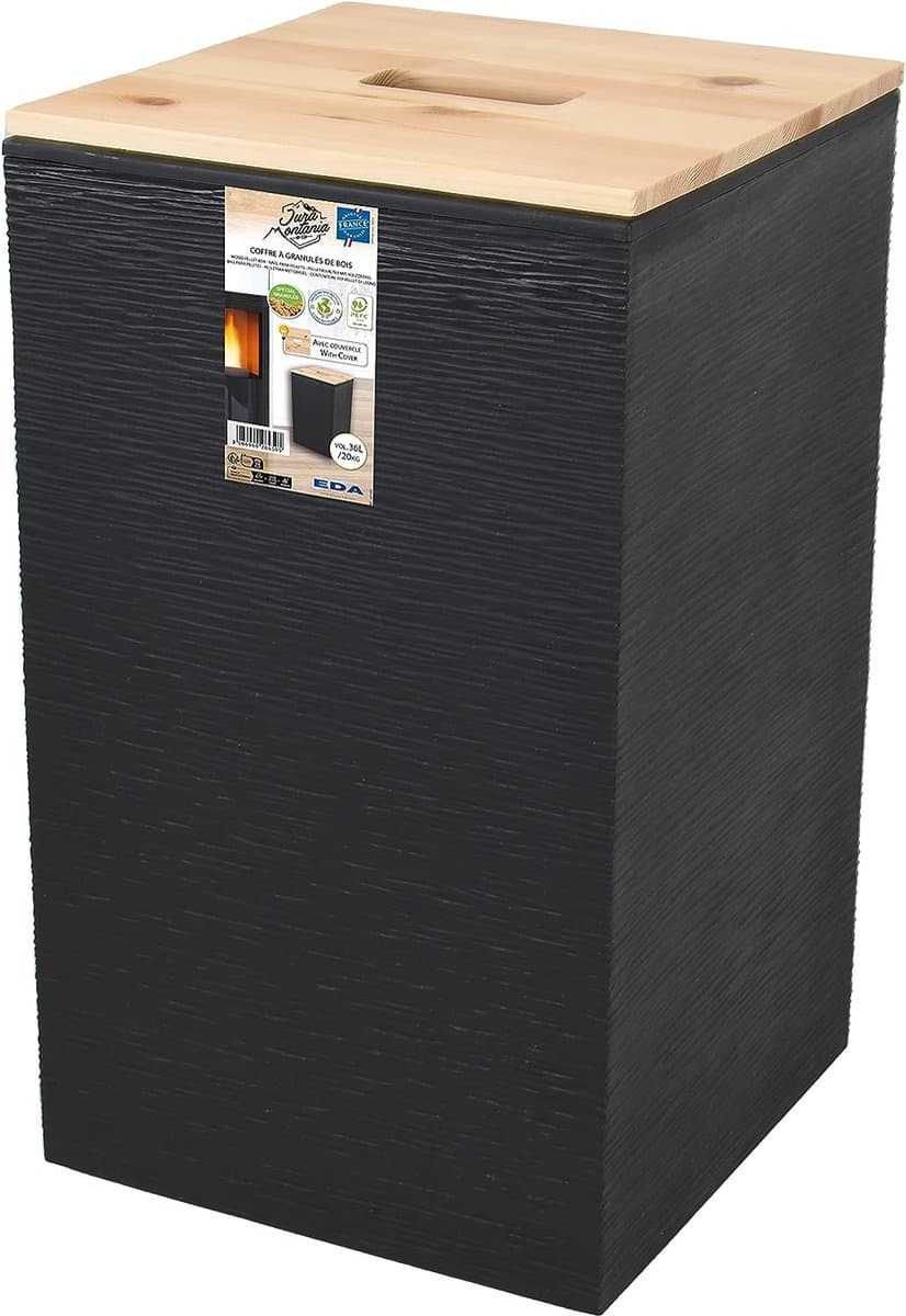 EDA - Jura Montania STONE 36 L pelletbox - voor 20 kg pellets - zwart 29,5 x 29,5 x 50,6 cm
