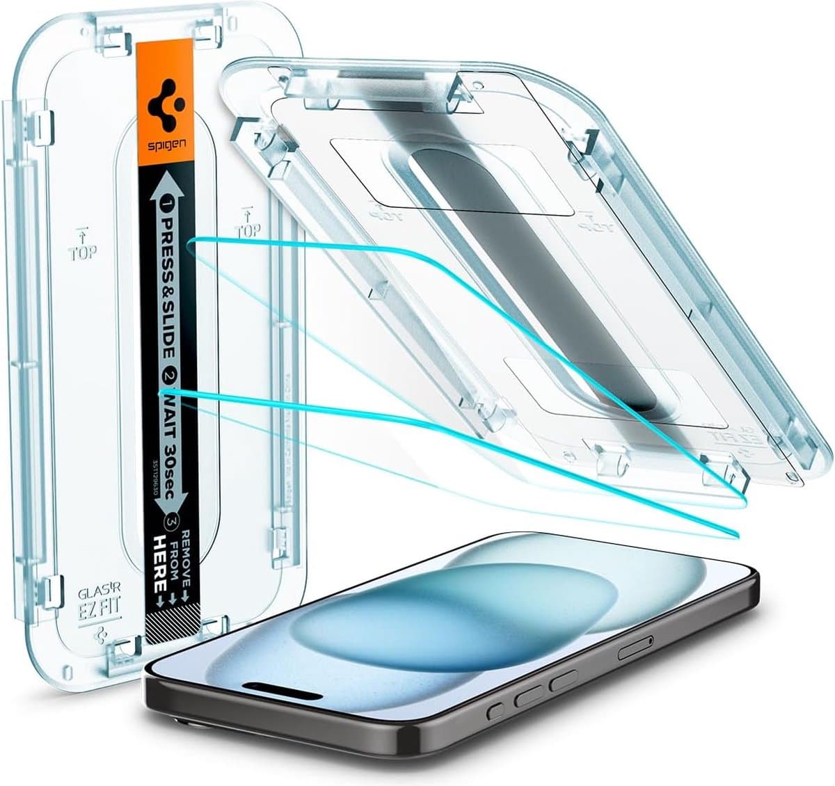 Geschikt voor Spigen Apple iPhone 15 Glas.tR EZ Fit Screenprotector - 2 Stuks