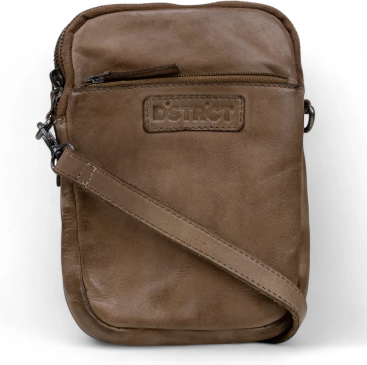 telefoontas/schoudertas- taupe- leer- DSTRCT-