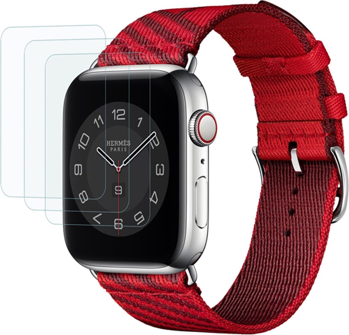 Eko, Screenprotector geschikt voor Apple Watch 45mm - [3 Stuks] Tempered Glass & Anti-Scratch, Transparant