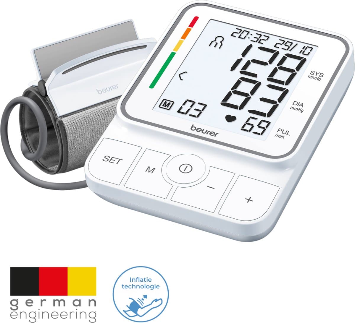 Beurer BM 51 easyClip Bloeddrukmeter bovenarm - EasyClip manchet 22-42 cm - Met 1 hand aan te brengen - Test: zeer goed - App: Health Manager Pro - Onregelmatige hartslag - 2 Gebruikers - XL verlicht display - 5 Jaar garantie