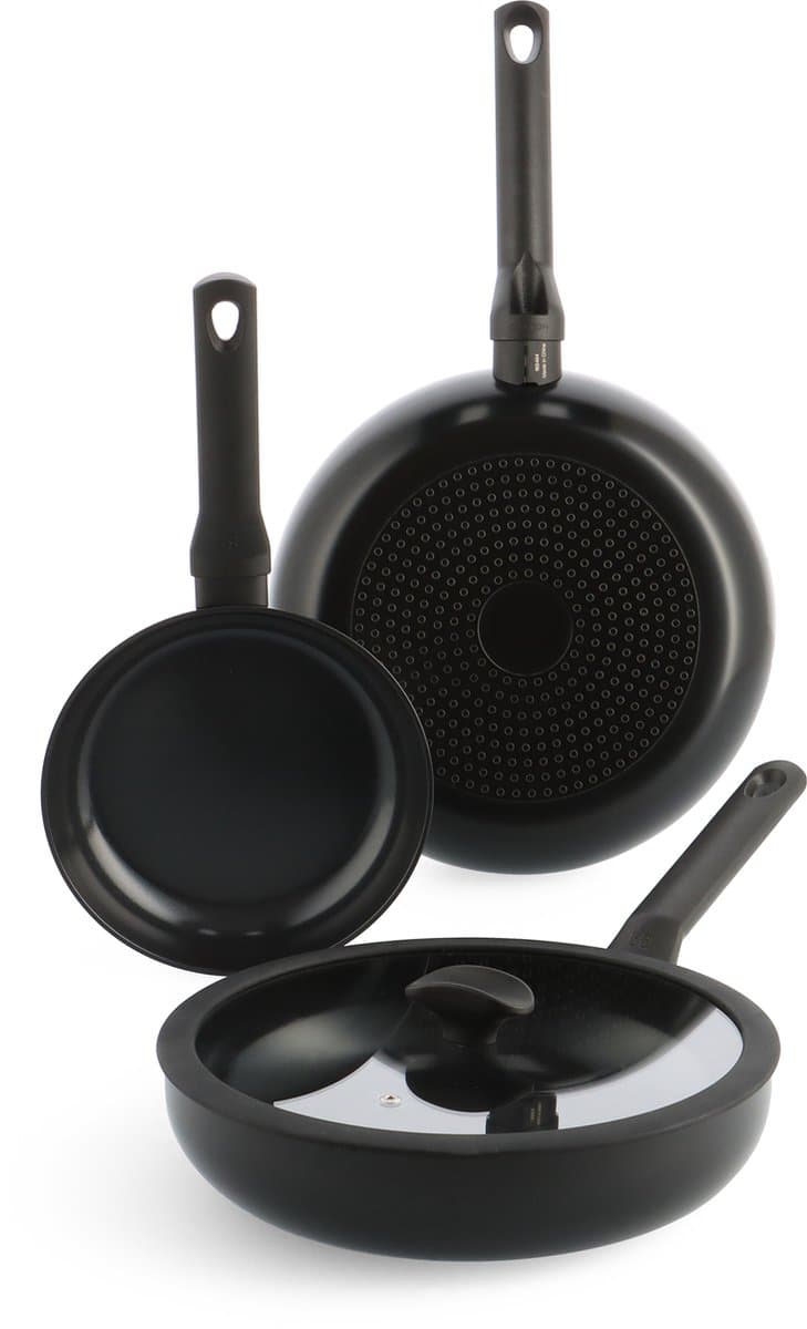 BK Enjoy Koekenpannenset 20 + 28 cm + Hapjespan 28 cm zwart