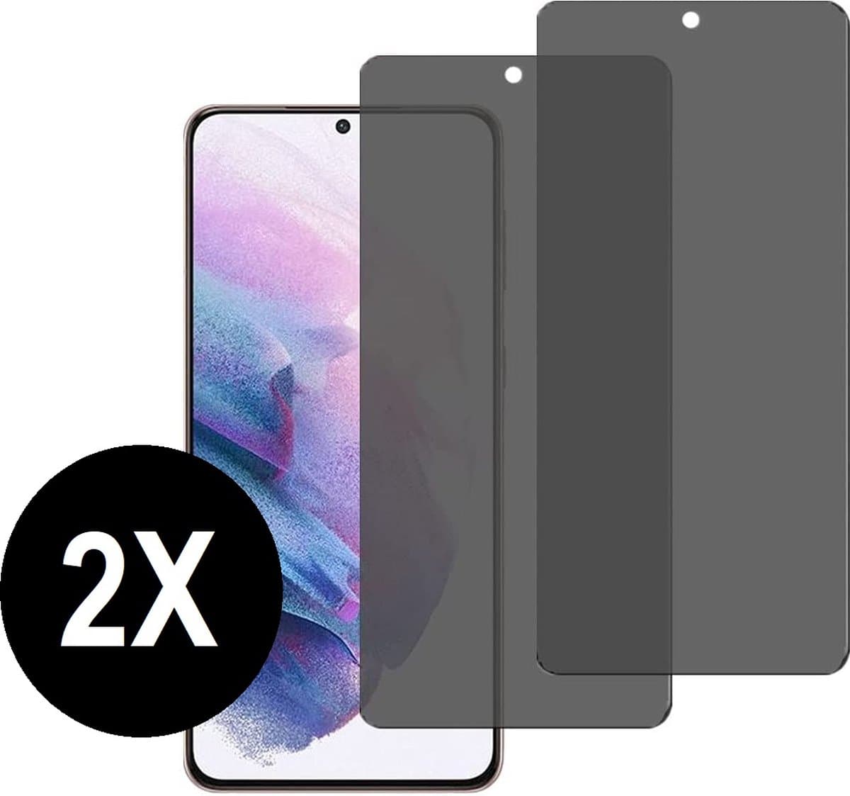 Privacy screenprotector geschikt voor Samsung Galaxy S21 - Beschermglas - Screen protector geschikt voor S21 - PRIVACY - glasplaatje - 2 stuks