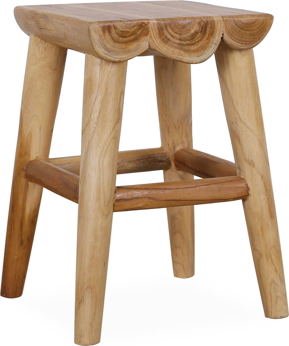 Stijlvolle Teak Kruk "Kimmo" - Prachtige Vierkante Plantentafel van Teakhout 30x30xH45cm - Creëer Sfeer met deze Duurzame Kruk"