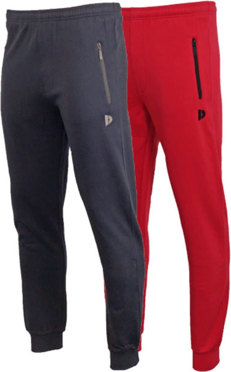 2-Pack Donnay - Joggingbroek met elastiek (Jack) - Sportbroek - Heren - Navy/Red (461) - maat XXL