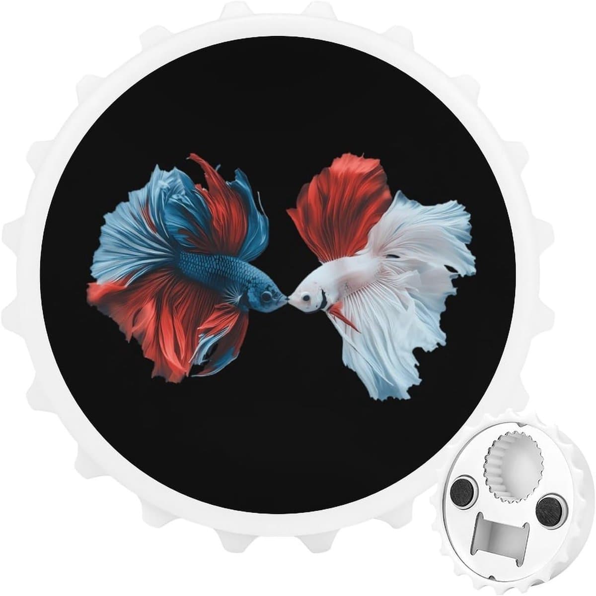 Betta Vis Flesopener - Koelkast Magneet - Drankjes Openen - Ingebouwde Dopvanger - N.v.t. - Wit-stijl