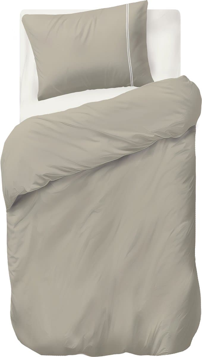 Auping White lines satin Dekbedovertrek - Eenpersoons 140 x 220 cm - Katoensatijn - Beige
