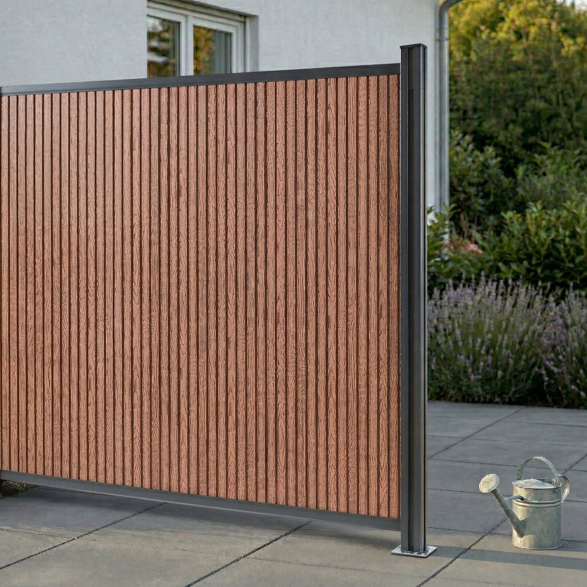 WPC schutting Grassano uitbreidingsset met paal 185x175 cm bruin en antracietgrijs NEU.HOLZ