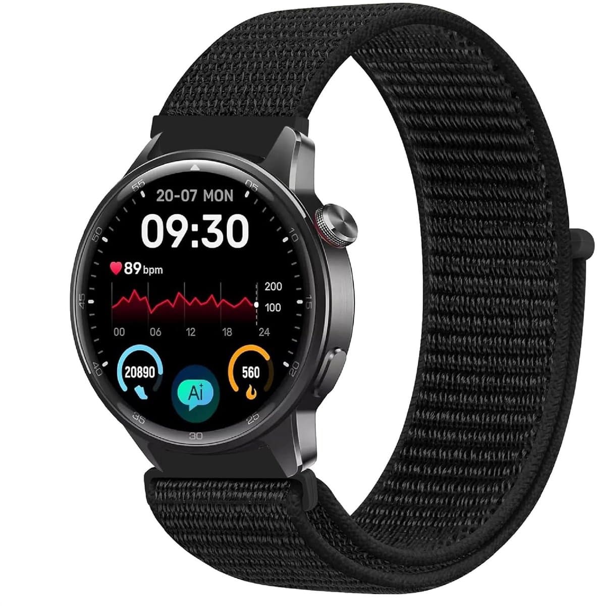 Dailygoods - Nylon Sportarmband voor Smartwatch 22 mm Ademend en Lichtgewicht