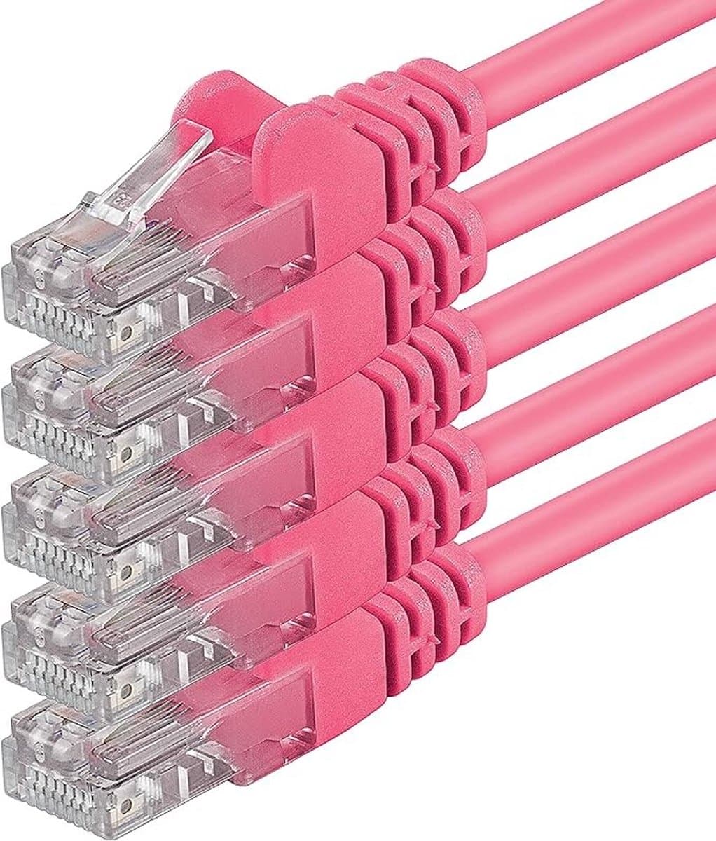 CAT6 Ethernet Patchkabel 0,5 meter - 5 stuks magenta - Hoge snelheid netwerkverbinding