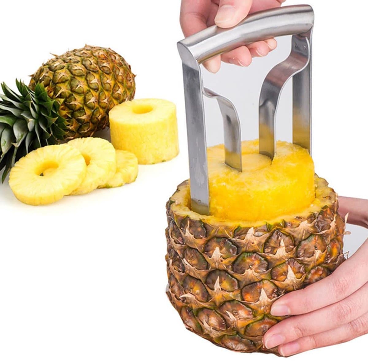 Dailygoody - Ananas Corer - Roestvrij Staal - Premium Ananas Cutter - Zilver - Fruit Slicer - Keuken Tool - Geschikt voor Ananas