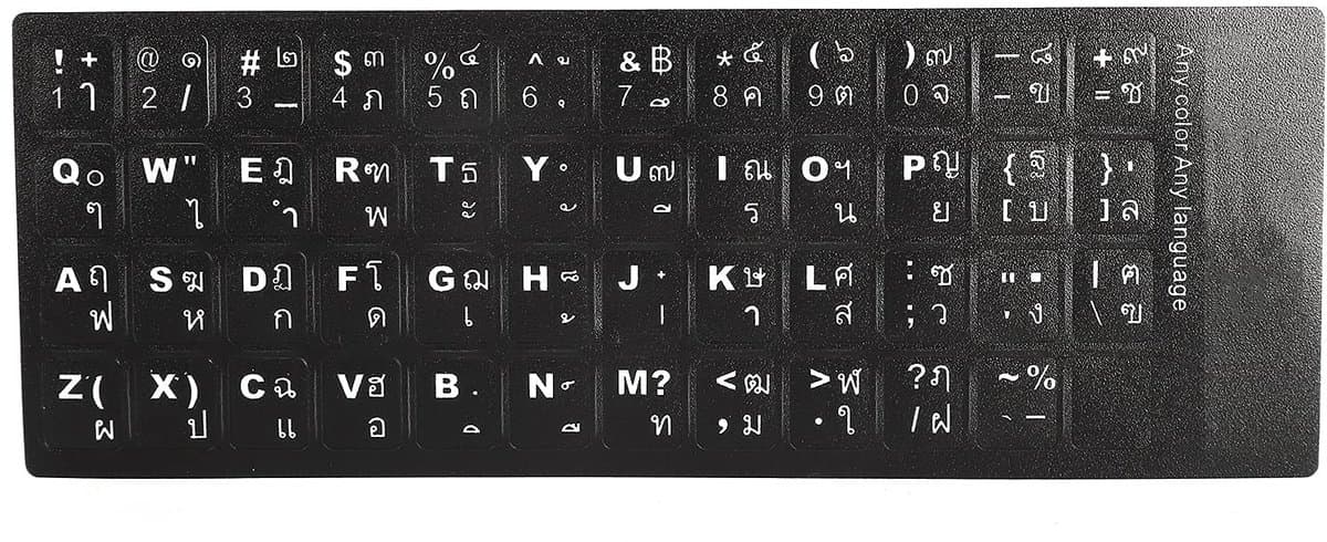 Dailygoods- Toetsenbordstickers Universeel - Thaise Toetsenbordstickers - PVC Stickers - Waterdicht - Antislip - Geschikt voor 10-17 Inch Laptop/PC - Toetsenbordlabels