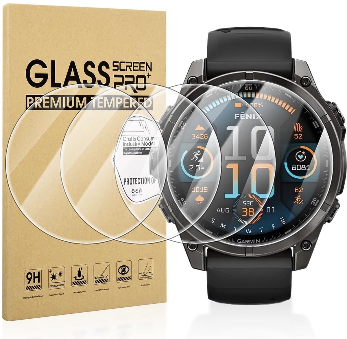 Allecto - Schermbeschermer - Garmin Fenix 8 - Krasbestendig - 47 mm - HD - Perfecte pasvorm - Geschikt voor Garmin Fenix 8 47 mm - Kleurloos