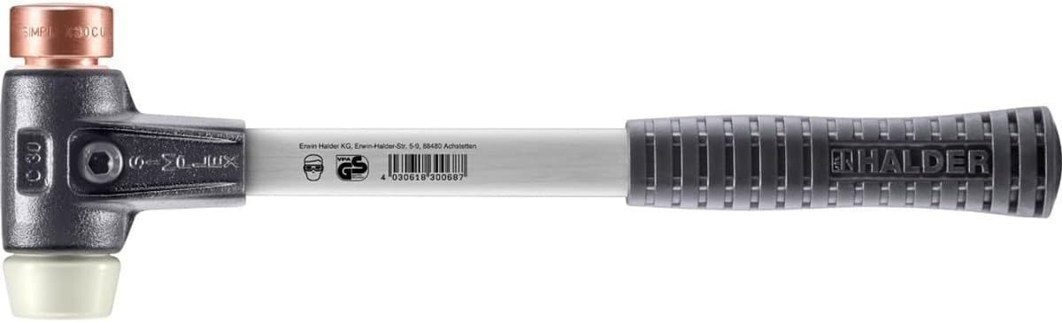 Kunststof Hamer - Schoon Hamer - Montagewerkzaamheden - Verwisselbare Inzetstukken - 30mm Kop - Koper Nylon