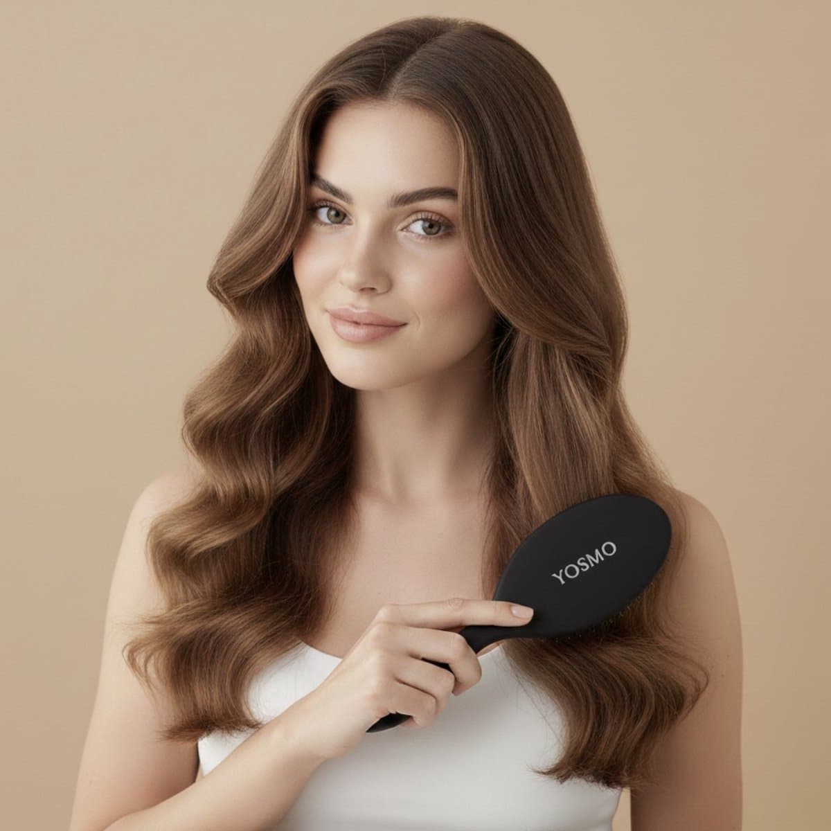 YOSMO Haar borstel Ultimate Shine - Zwijnenhaar - Boar Bristle Brush - Zwart