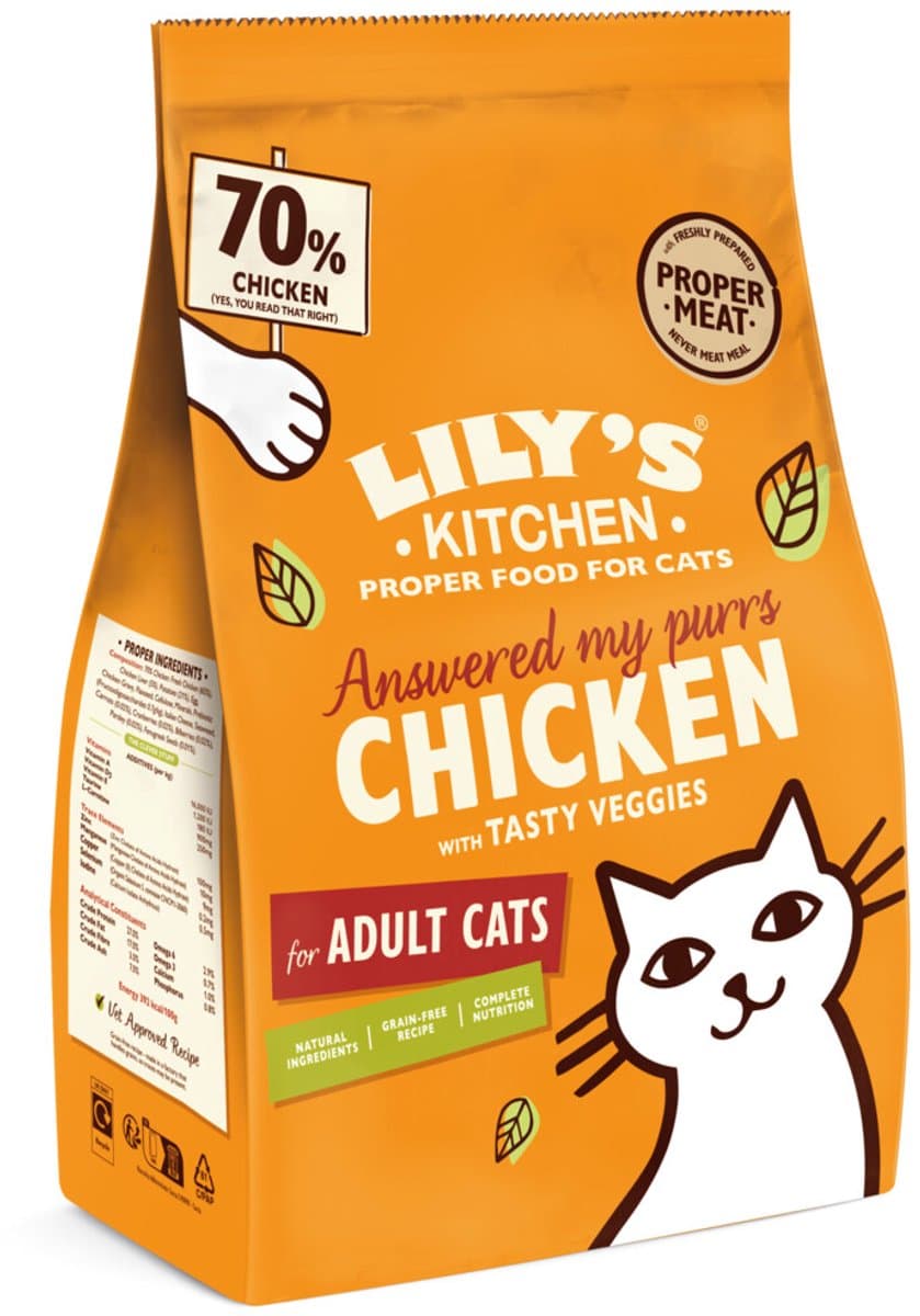 Lily's Kitchen Kattenvoer Droog Adult Kip & Groenten - 2 x 2 kg - Voordeelverpakking