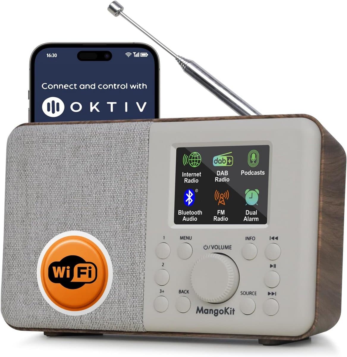Internetradio met DAB+/FM, Wifi, Bluetooth en Podcast Speler