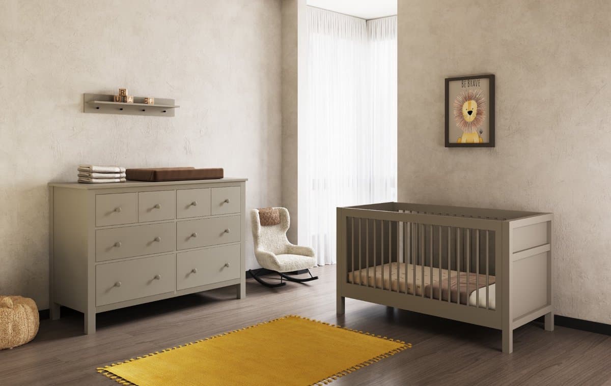 Born Lucky Stanton Meegroei Babykamer 2 Delig Compleet – Baby bed 70x140 cm & Commode – Biscotti