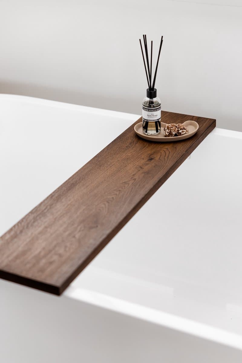 Luxe badplank Walnoot 75 cm - Badplank massief eiken - Badplank hout - zonder tablethouder - Japandi - Limited Edition - Walnoot kleur
