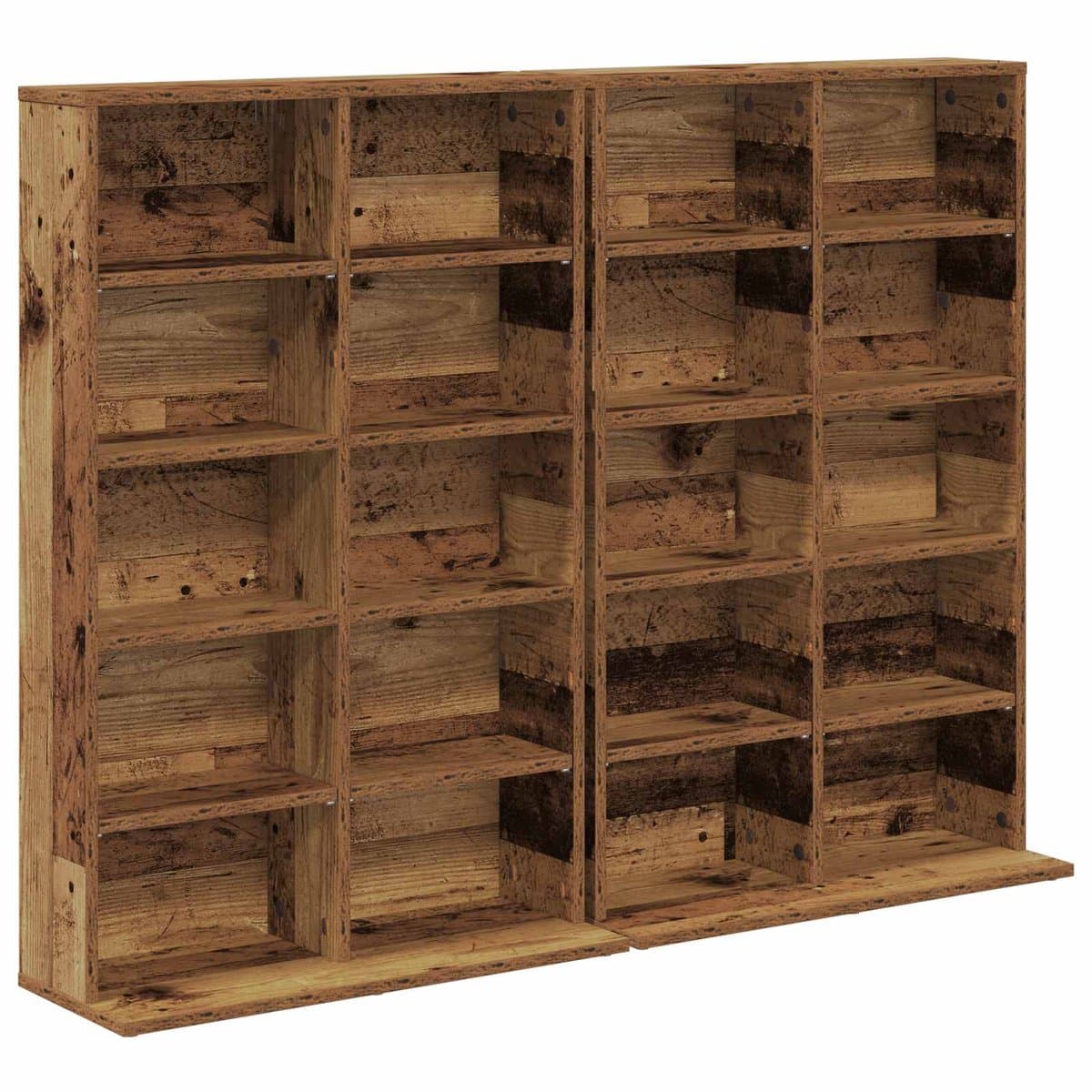 vidaXL - CD - Kast - 2 - st - Oud - hout - 65 - x - 23,5 - x - 97,5 - cm - Bewerkt - hout