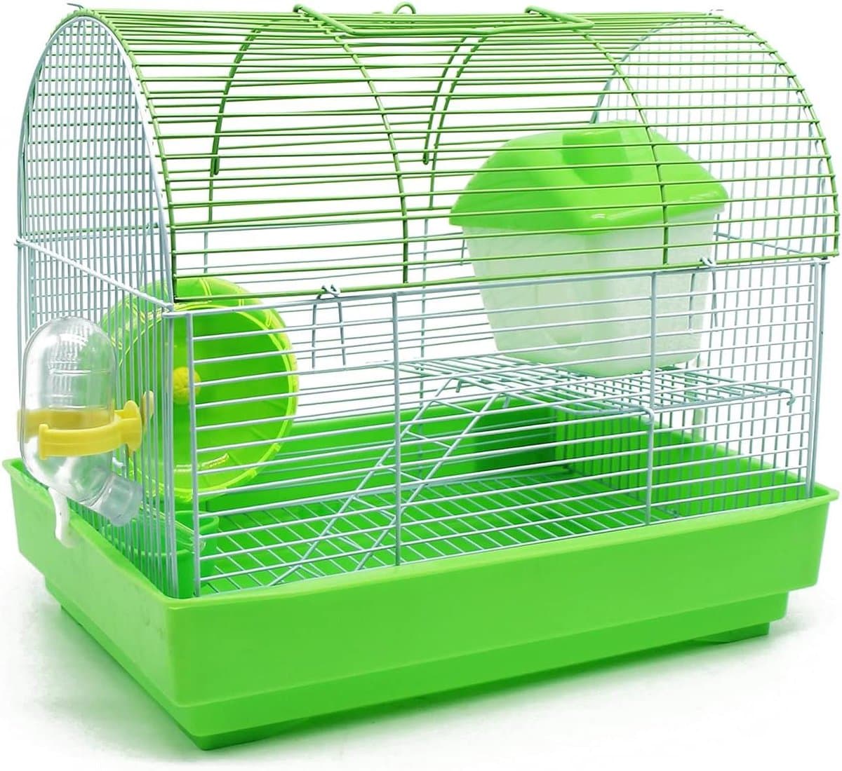 Hamsterkooi - Dierenverblijf - Dierenverzorging - Inclusief toebehoren - 34 x 23.5 x 29 cm - Groen/Zilver