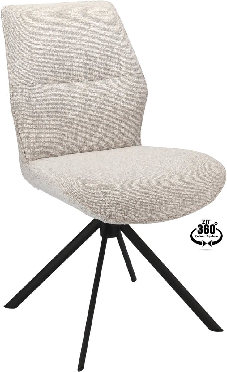 Icon Living - Stoel Lux - Stof Lodge Linen - Leg Black 360° Return-System