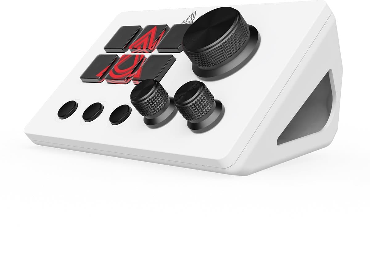 AJAZZ AKP03E Mini Stream Deck – 6 Programmeerbare LCD Toetsen, 3 Draaiknoppen & Volumeregeling – Macro Controller voor Streaming, Gaming, Content Creatie en Productiviteit – Wit