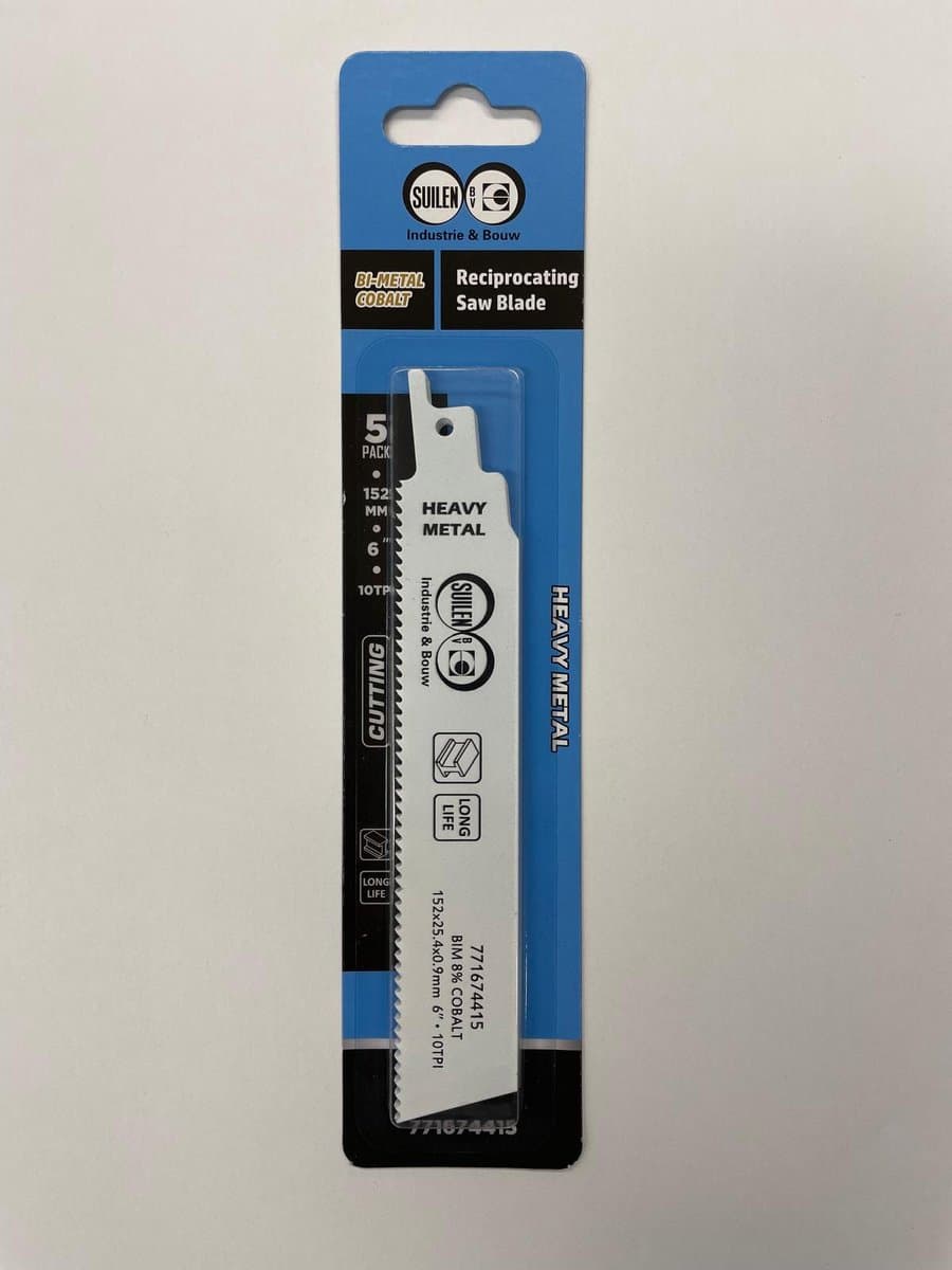HS Reciprozaagbladen Wit voor metaal/Staal 152x25.4x0.9 10TPI blister 5 stuks
