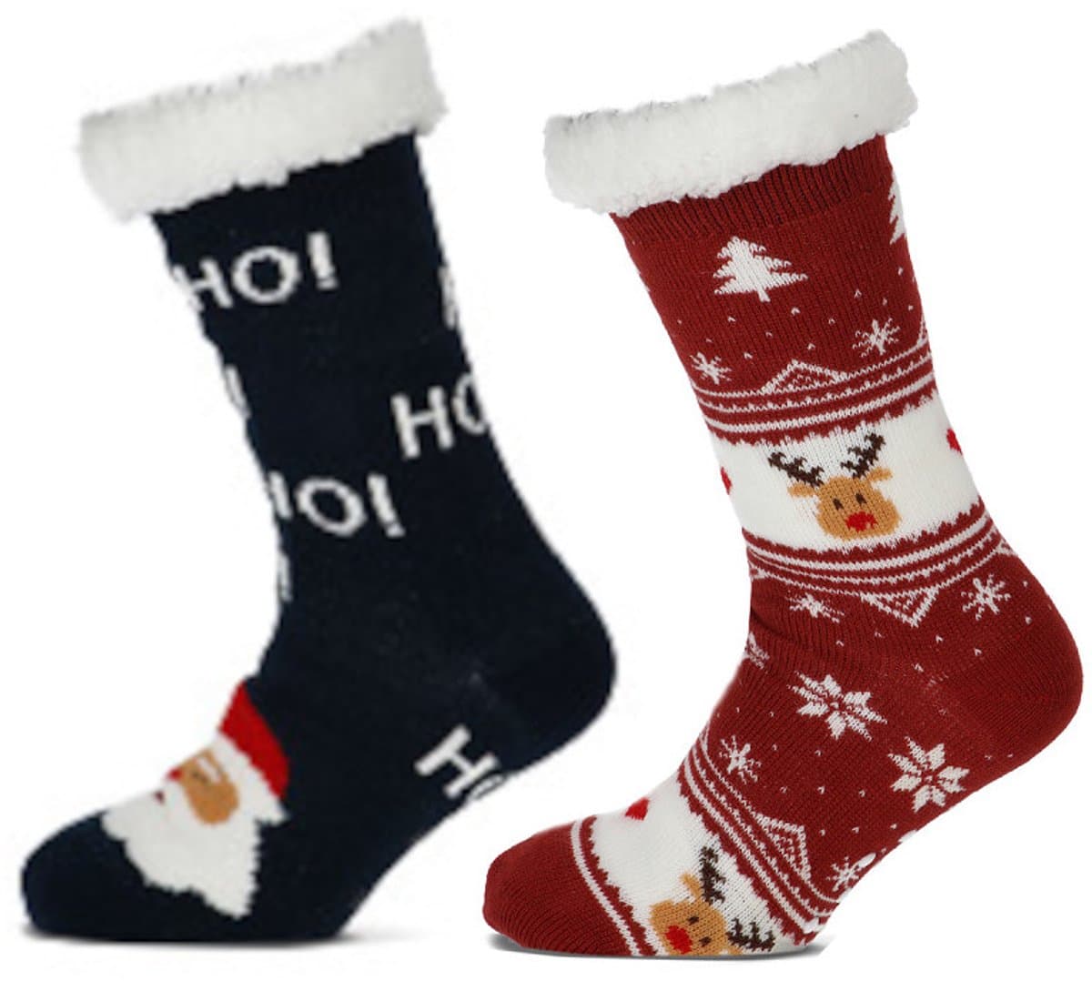 WeirdoSox - 2 paar Huissokken - Super zacht - Anti slip op voetzool - 1 paar Winter print en 1 paar kerst print - One size fits all - voor heerlijke warme voeten