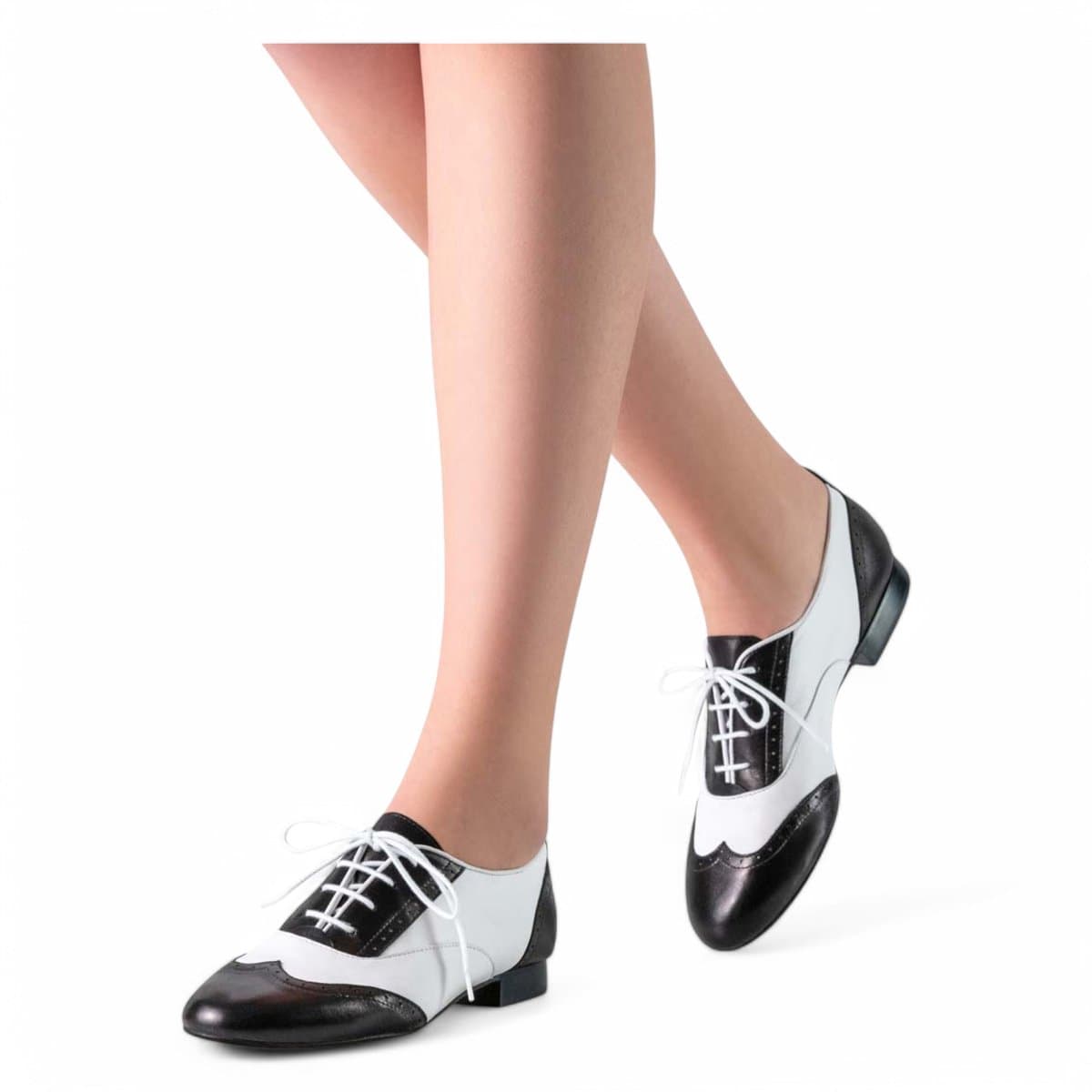 Werner Kern Taylor - Dansschoenen dames - Practice schoenen - Hak 1.5cm - Suede zool - Platte hak - Vetersluiting - Hoogwaardig leer - Argentijnse Tango, Salsa, Kizomba, Bachata - Werner Kern - Zwart Wit - 34.5