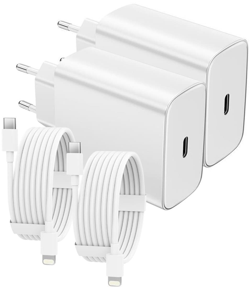 USB C Snellader 45W + Kabel 2M - 2 Pack - Oplader - Fast Charger USB-C-Adapter - Wit