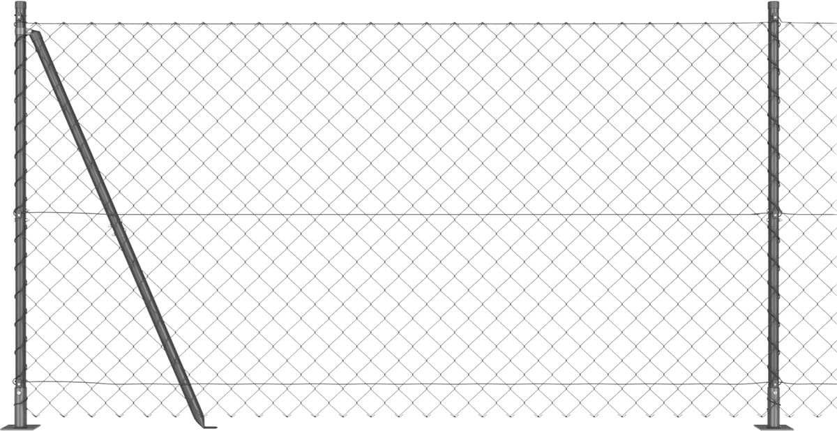 vidaXL - Kettinglinkafscheiding - met - betonnen - basis - 25 - x - 1,2 - m - Grijs - Mesh