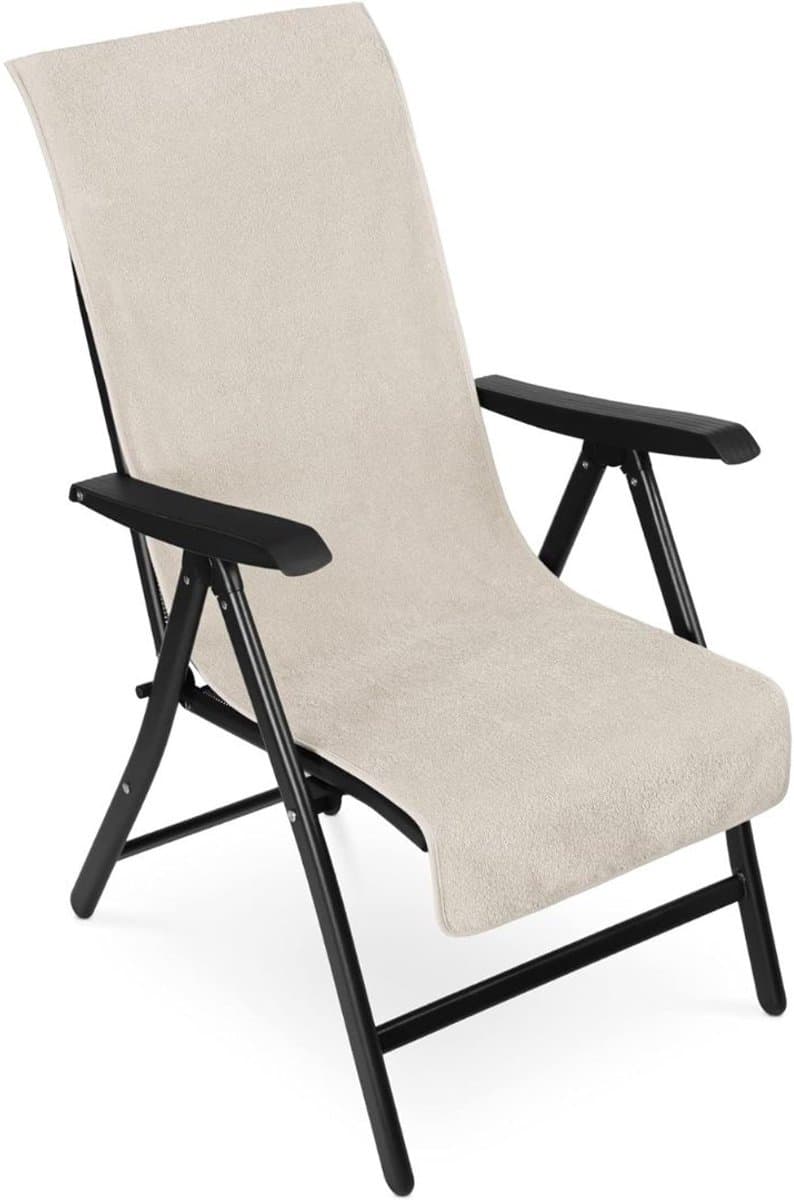 CRLYN® Badstof Stoelhoes - Strandbed - Hoes voor Tuinstoel - Beige